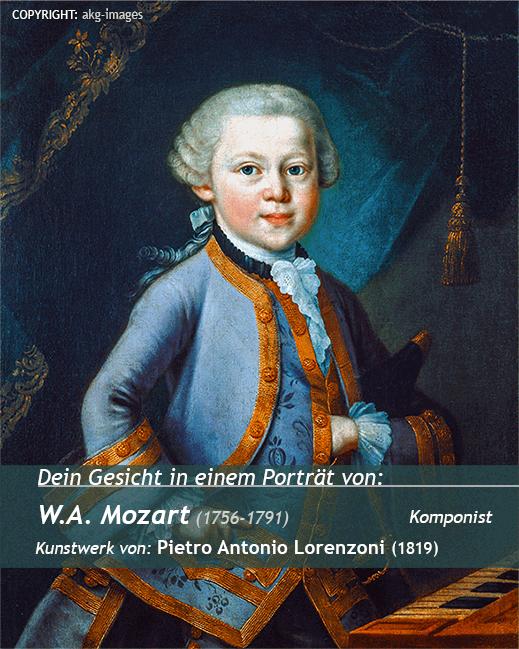 Dein Porträt auf<br>Young W.A.Mozart Malerei<br>Kunstwerk von Pietro Antonio Lorenzoni (1819)