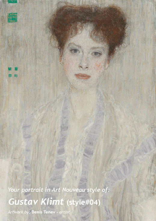 Your portrait in<br>Art Nouveau style<br> by Gustav Klimt