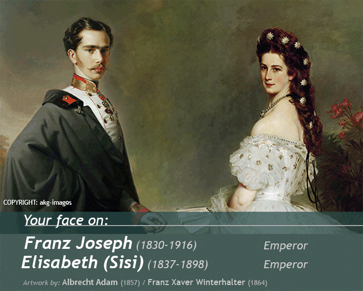 Your portrait on<br>couple Franz and Elisabeth (Sisi) painting