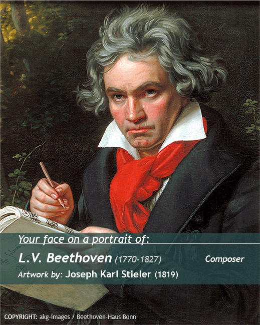 Your portrait on<br>L.V. Beethoven painting<br>artwork by Josep K. Stieler (1819)