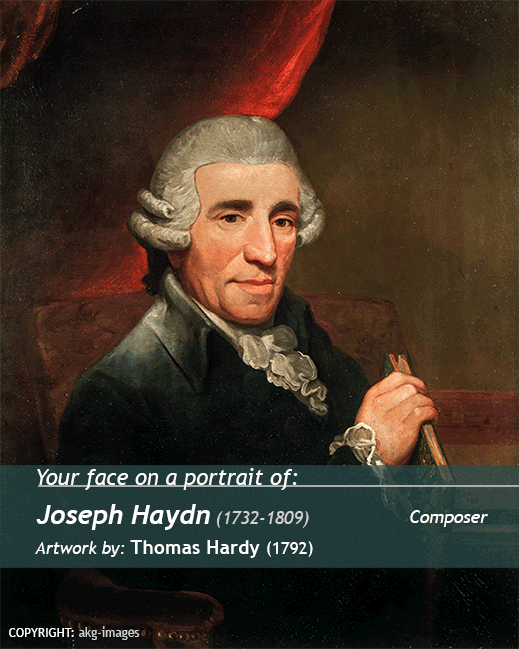 Your portrait on<br>Joseph Haydn painting<br>artwork byThomas Hardy (1792)